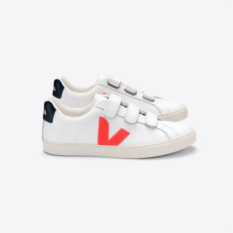 

New VEJA Sneakers Women's Leather V10 Velcro Men's Casual Flat Shoes V-Shaped Color Matching White Shoes Multicolor 2021 New