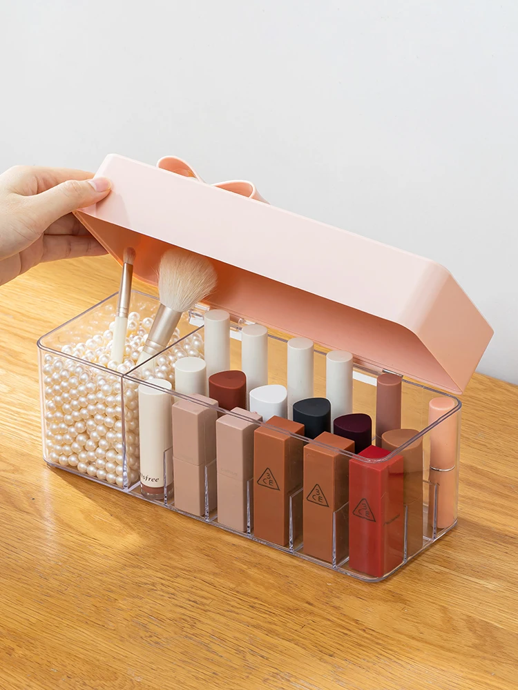 

Lipstick storage box household dustproof with cover lip glaze lip gloss shelf desktop multi-grid lipstick box finishing box