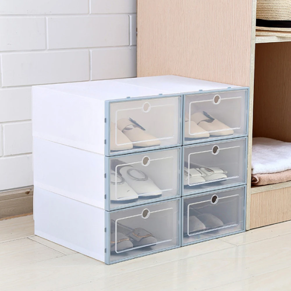 

3PCS Flip Shoes Box Thickened Transparent Drawer Case Plastic Shoe Boxes Stackable Shoe Organizer Storage Shoe Rack