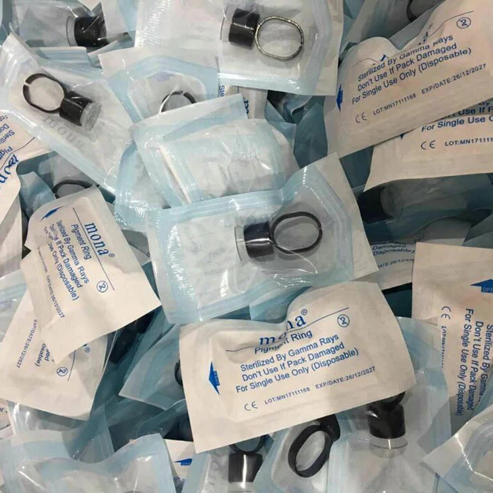 100 шт чернила для татуировок чашка кольца инструменты мануального татуажа бровей