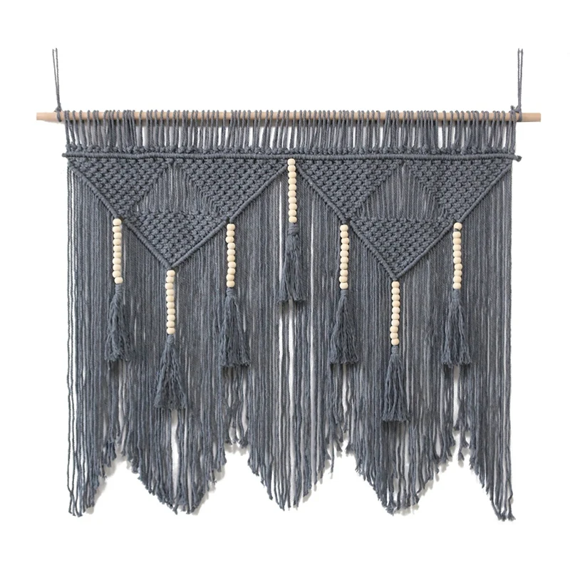 

Macrame Wall Hanging - Large Boho Tapestry With Wood Beads - Bohemian Decor For Home Kitchen(Wood Stick Not Included)