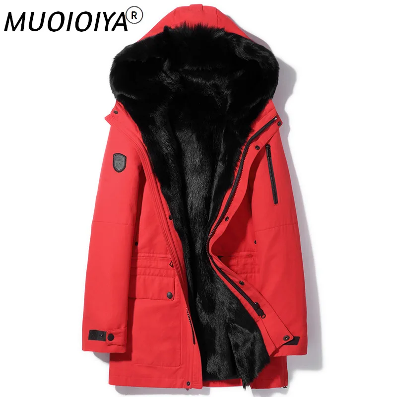 

MUOIOYIA 2022 Parka Real Fur Coat Men Winter Jacket Natural Wolf Fur Coats Warm Outerwear Long Parkas Hombre 17029 KJ2425