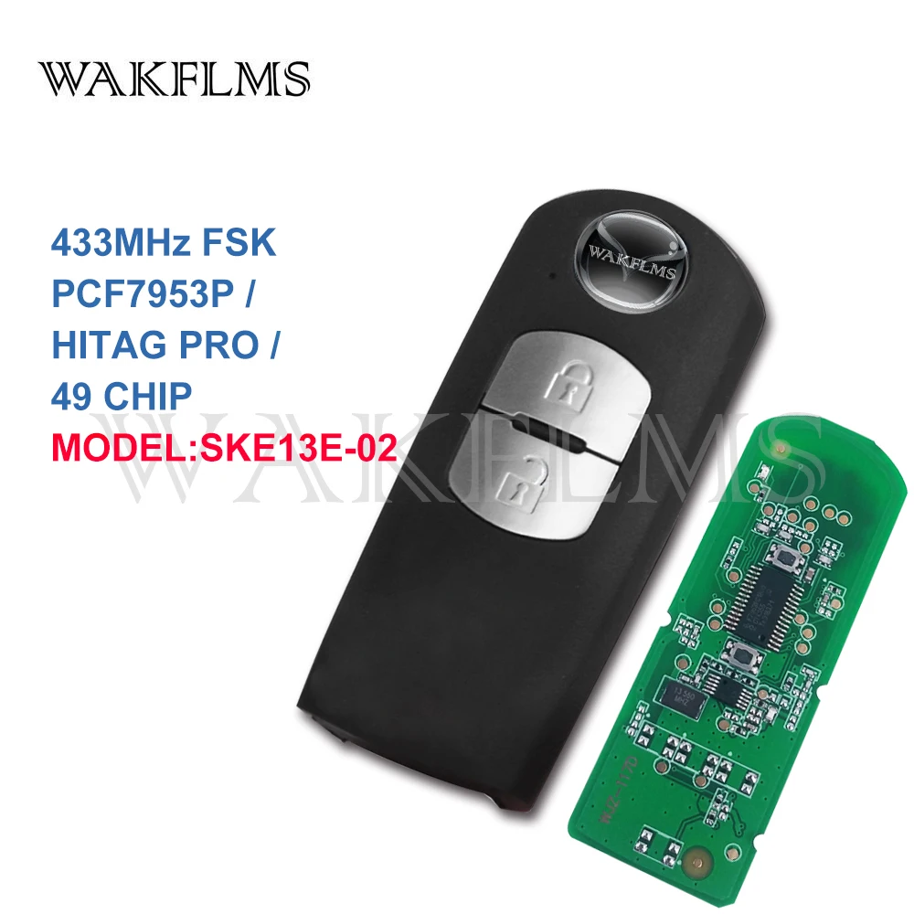 2 кнопки Smart Remote Автомобильный ключ 433 МГц для Mazda (Mitsubishi System) с PCF7953P HITAG PRO 49 чипом
