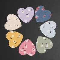 10 pieces of beautiful heart shaped plaid cloth floral elbow stickers new iron on clothes jeans decorative sewing subsidy paper