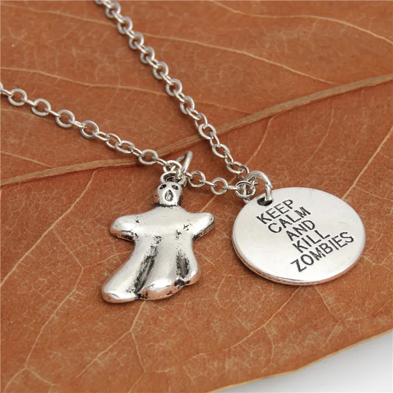1pc Keep Calm And Kill Zombies Words Ghost Pendant Necklace Halloween Jewelry Gift For Friend Diy Handmade E2009 | Украшения и