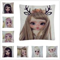 cute poison girl dolls cerealcreamy pattern soft short plush cushion cover pillow case for home sofa car decor pillowcase45x45c