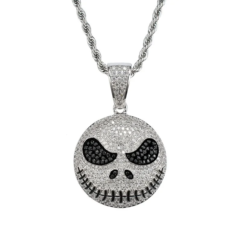 Christmas Skull Jack Crystal Pendant Hip Hop Gold Color Necklace | Pendants