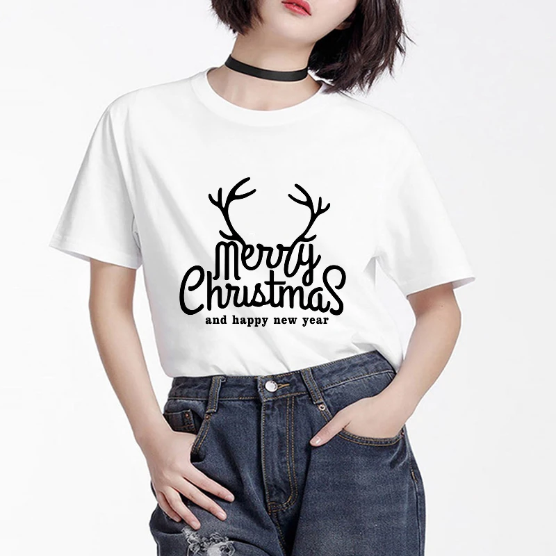 Веселые Яркие Рождественские женские футболки с круглым вырезом Женские