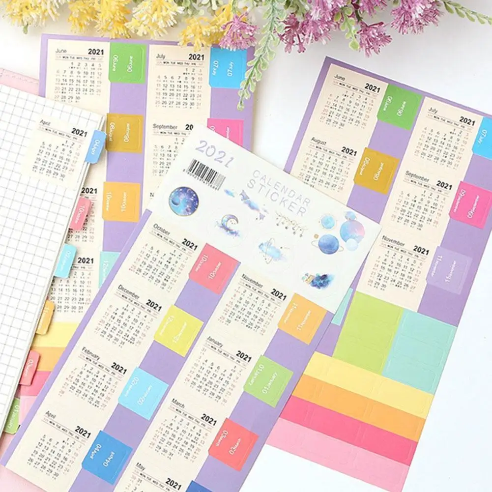 

Colorful Washi Paper 2021 Year Calendar Stickers Monthly Schedule Label Date Stickers Stickers Planner Agenda Stationery I8a5