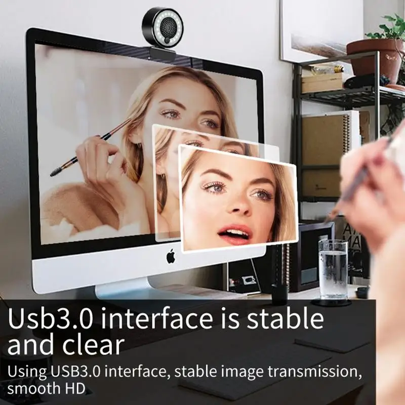 

30FPS Autofocus Webcam 1080P 2K Full HD Web Camera Live Video Camera With Microphone Ring Light Tripod Webcam For PC Laptop