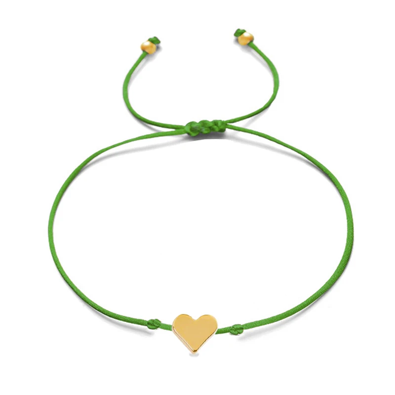 Богемный крошечный браслет с сердечками на удачу красный черный зеленый цвет