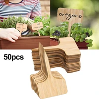 50pcs bamboo plant label t type wooden plant sign garden markers eco friendly seed flower potted marking tools