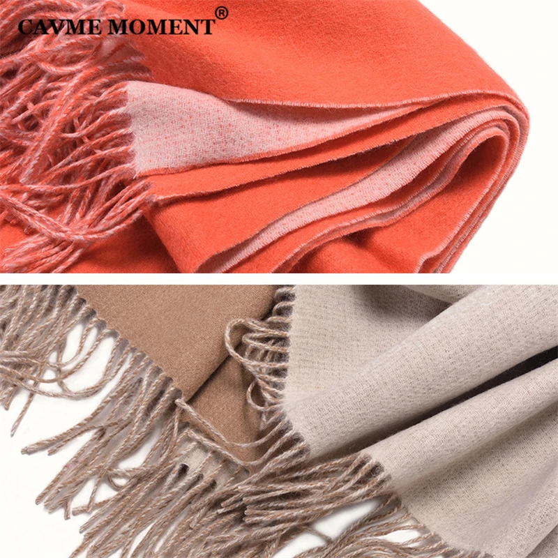 CAVME Double Color Woolen Long Scarf Winter Fashion Wool Scarves for Ladies Couples Patchwork Gift for CUSTOM LETTERS 70*20cm