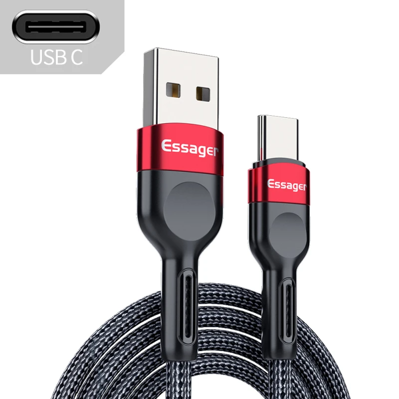 

Кабель Essager USB Type C для быстрой зарядки, зарядное устройство для Xiaomi Huawei Samsung USB-C, провод для передачи данных, шнур Мобильный телефон, кабели USBC ...
