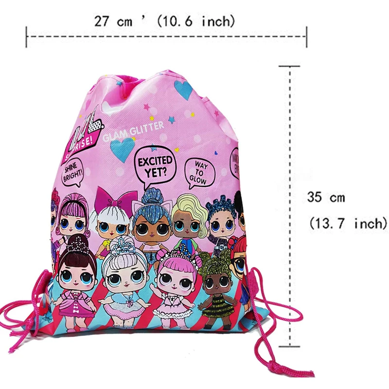 

12 pcs L.O.L. Party Drawstring Backpack Cute LOL Gift Favor Bags Birthday party Supplies for kids Children Girls Baby Shower