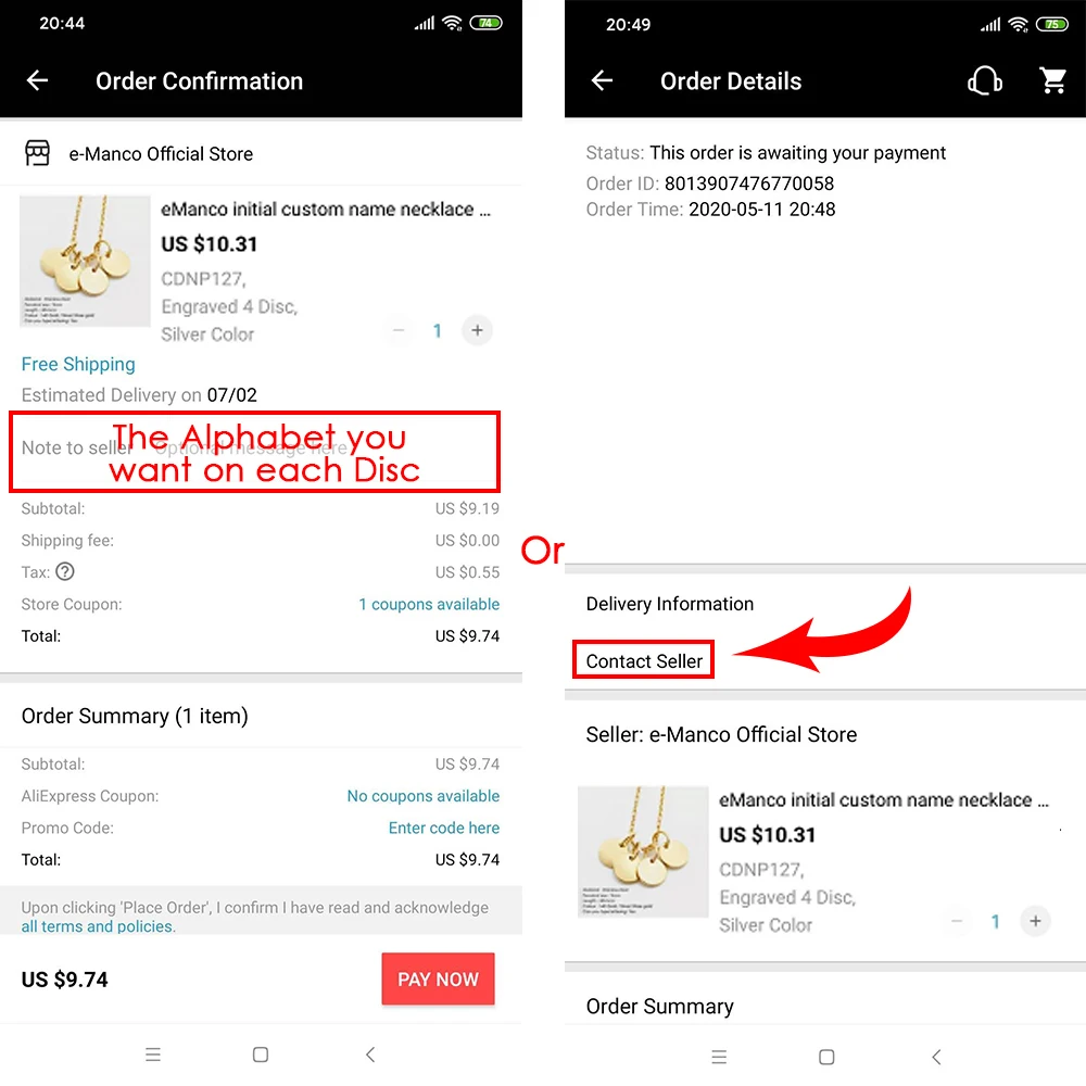 Женское Ожерелье из нержавеющей стали eManco колье с индивидуальным именем кулон