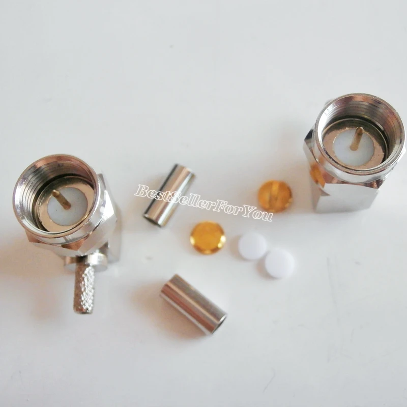 10 шт F Мужской обжимной для RG174 RG179 RG316 RG188 кабель правый угол RF разъем 10 шт F Мужской обжимной для RG174 RG179 RG316 RG188 кабель правый угол RF разъем