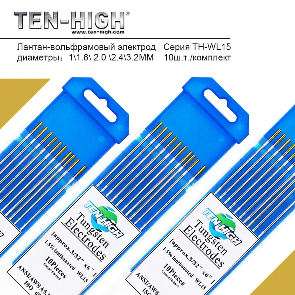 TEN-HIGH Вольфрамовые электроды сварочные 175 мм1 1 6 2 0 4 3 мм WC20 WH WL20 WL15 WT20 Tig сварки