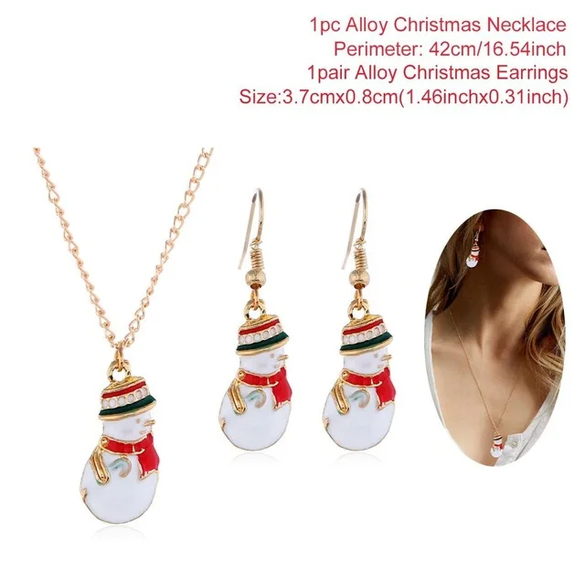 xmas set 2 Рождественские украшения игрушки для взрослых и детей Санта-Клаус Снеговик рога очки Рождественские декоративные серьги ожерелье Natale Noel - Цвет: xmas set 2