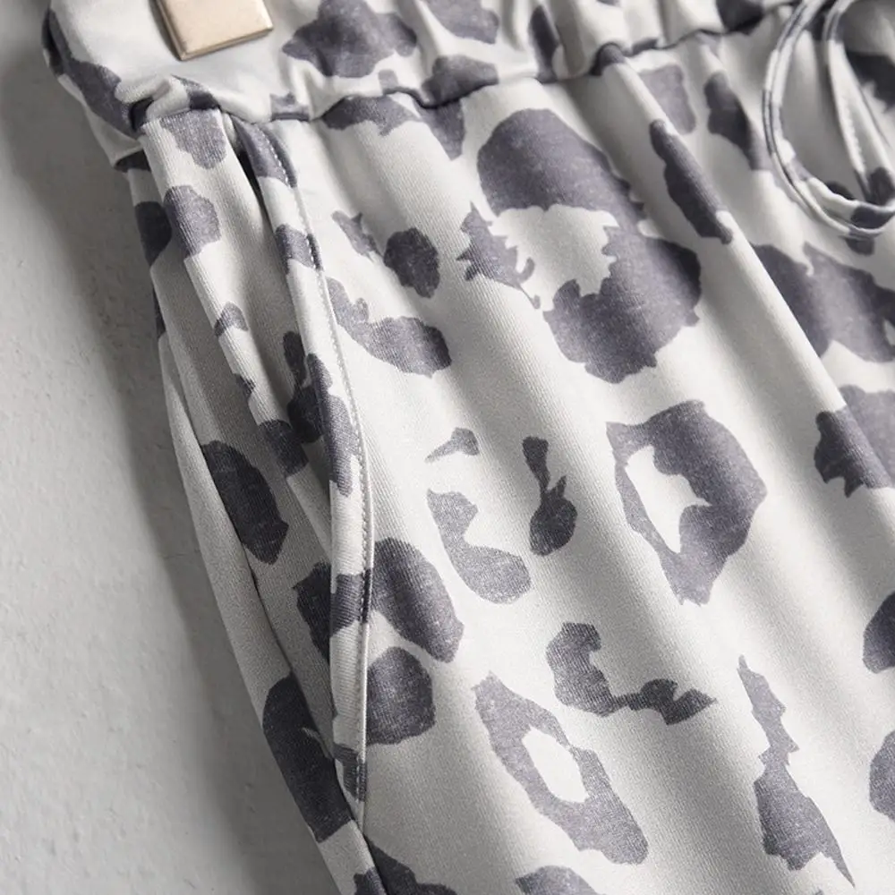 Женские свободные брюки с высокой талией повседневные из смесовой хлопка размер