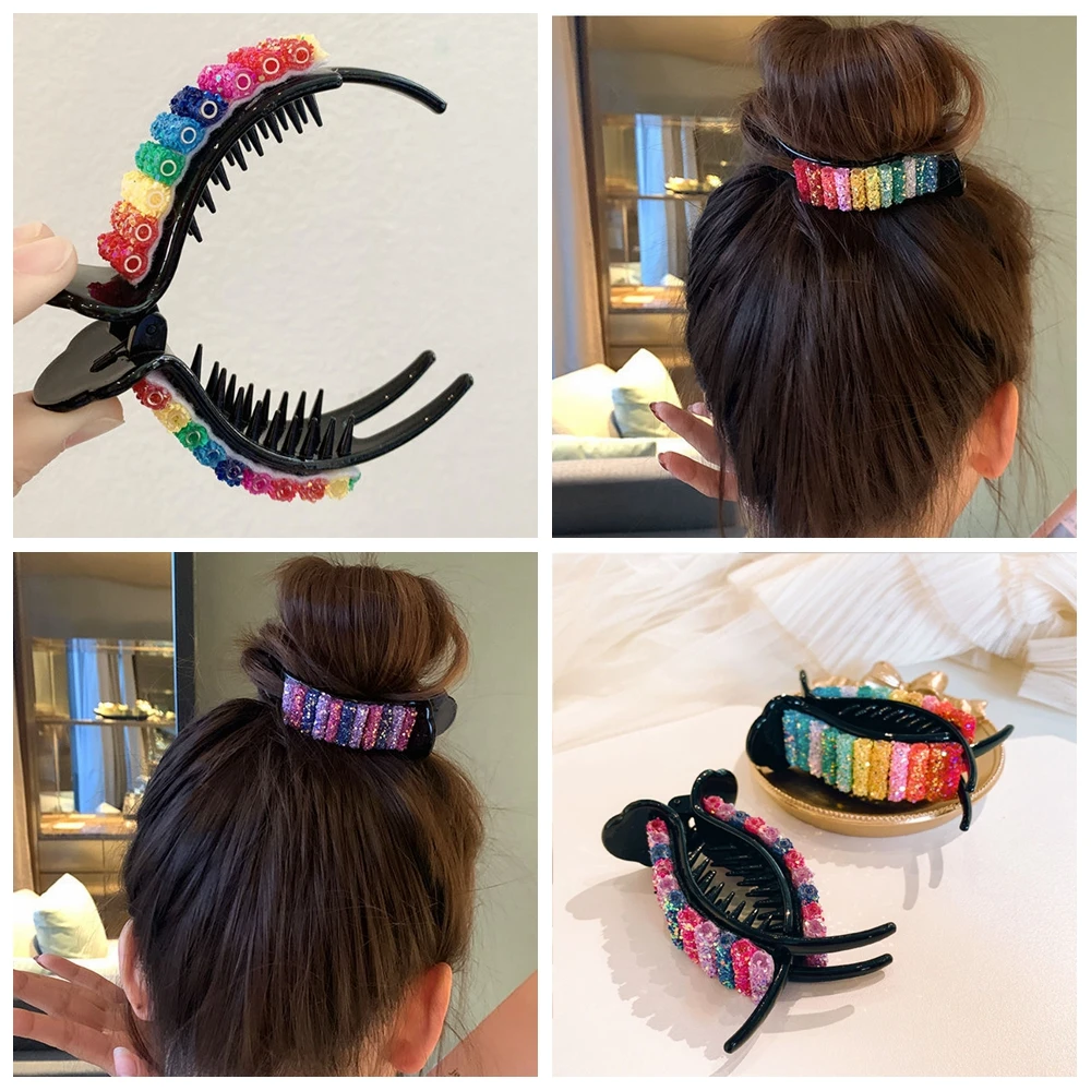 1 шт. радужные заколки для волос Большие Крабы конского хвоста зажимы ярких