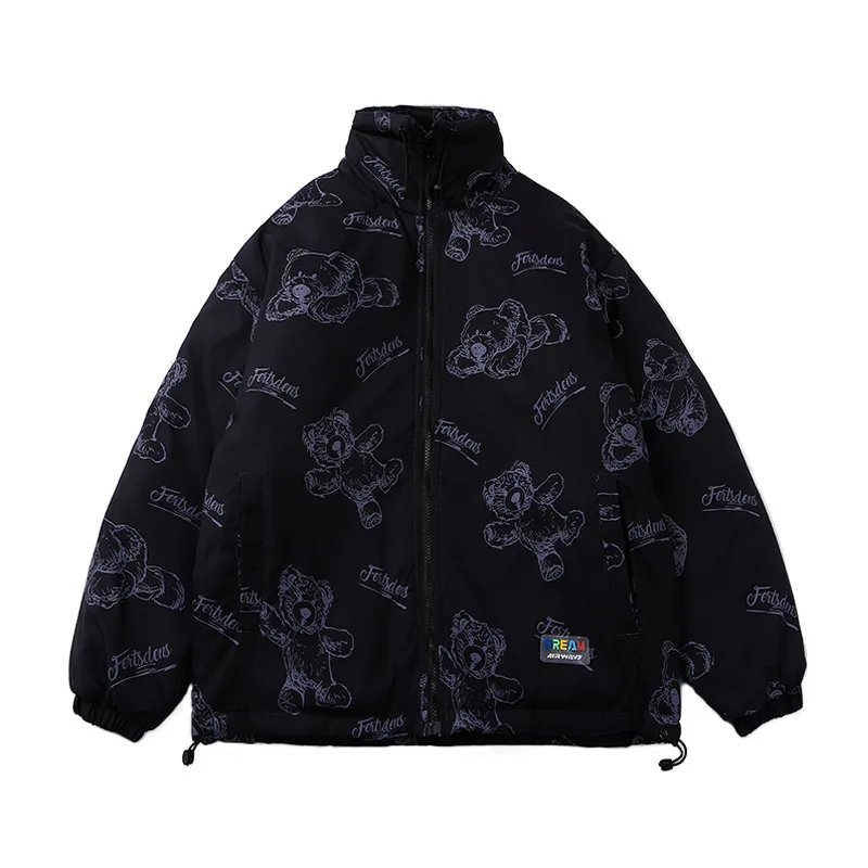 Новинка 2021 куртка с хлопковой подкладкой и принтом медведя мужское зимнее