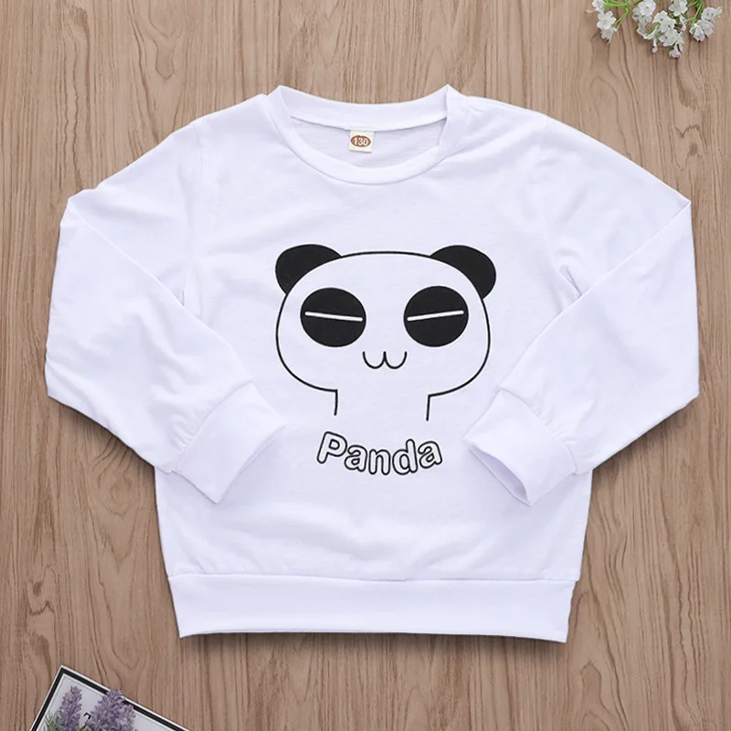 Big Girls Clothes Two Piece Set Top and Pants Panda Long Sleeve White Tshirt 7 Years Dropshipping | Детская одежда и обувь