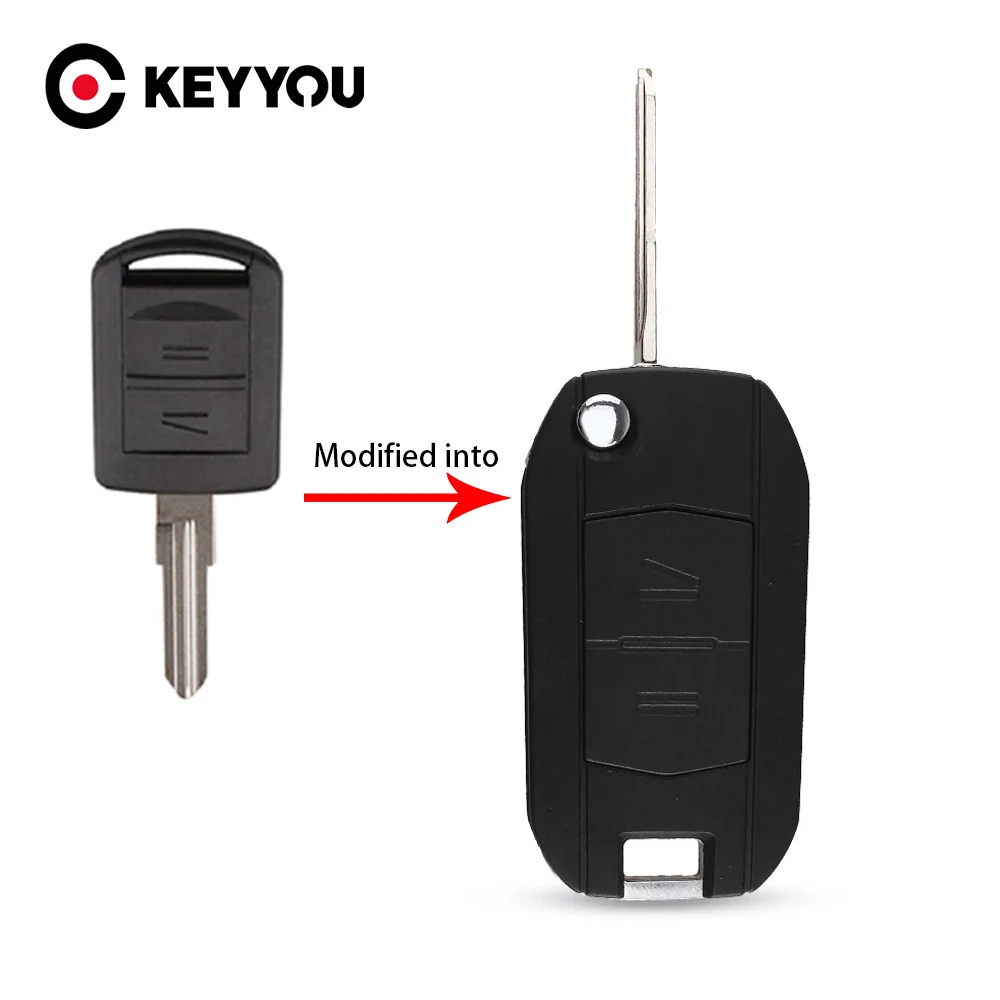 KEYYOU модифицированный раскладной дистанционный Автомобильный ключ с 2 кнопками