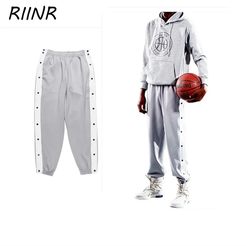 

Riinr Basketball Pants Men's Sports Training Pants Button-Up Pants Loose-Fitting Trendy Gray Black Sports Pants High Quality