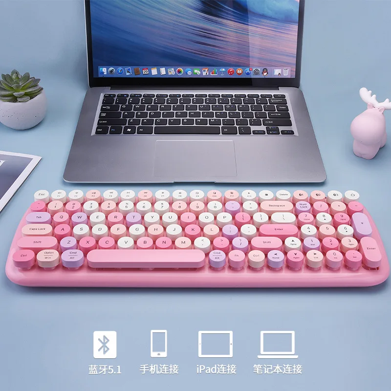 

Wireless bluetooth keyboard pink mini office mobile phone tablet notebook general bluetooth keyboard