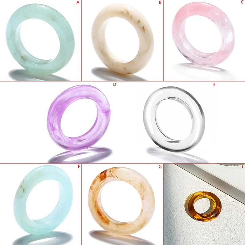 

1PC Colorful Transparent Irregular Marble Pattern Ring Resin Rings For Women