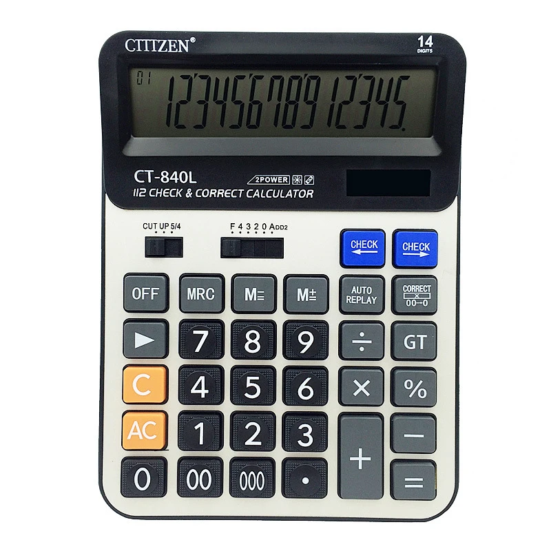 Gtttzen Канцелярский набор большая кнопка 14 Bit Дисплей калькулятор Ct 840L двойной