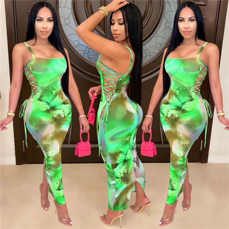 Со шнуровкой сбоку-апом просвечивающее сексуальное Цветочный принт облегающее