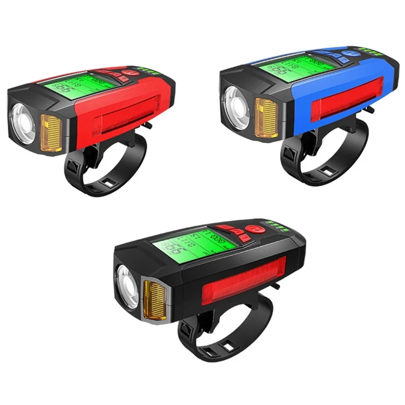 

3 in1 Bicycle Flashligh Multifunctiont USB Horn Lamp Bicycle Bike Front Light IPX4 Waterproof Headlight Odometer Bike Accessorie