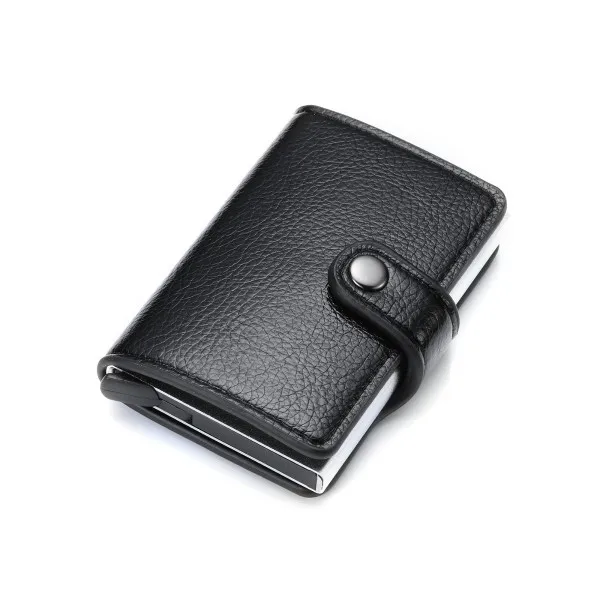 Black YM0609 Bycobecy держатель для карт бумажник на кнопке RFID Блокировка винтажные кошельки Кредитная карта всплывающая защитная карта чехол тонкий Противоугонный держатель ID - Цвет: Black YM0609