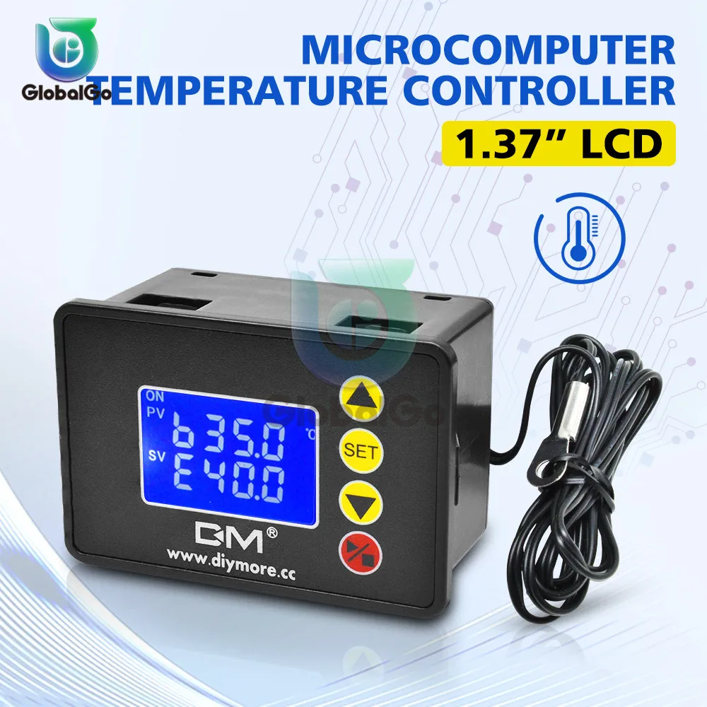 AC110-220V 10A 2200W 1 37 ″ ЖК-дисплей термостат DC12V 240W 20A DC24V 480W Температура контроллер NTC