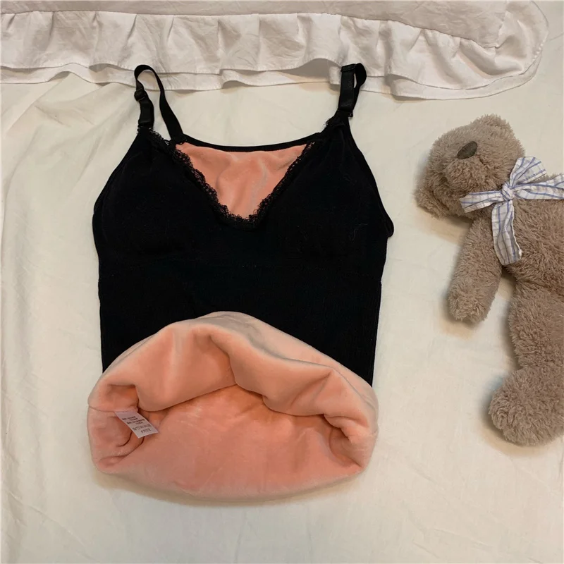 

Реальная фотография ~ осень-зима термальный бархат утолщенный с V-образным вырезом кружева