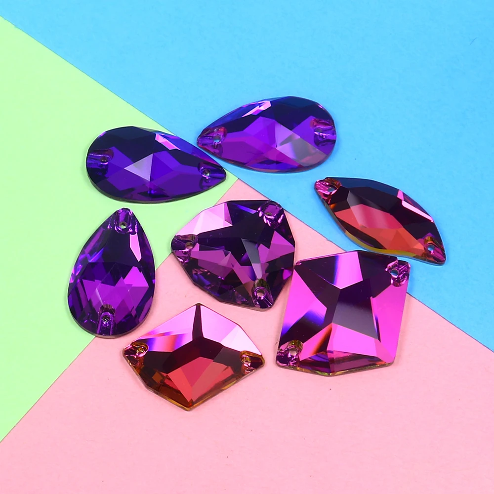 10 шт смешанные формы красочные из хрустального стекла для пошива стразы