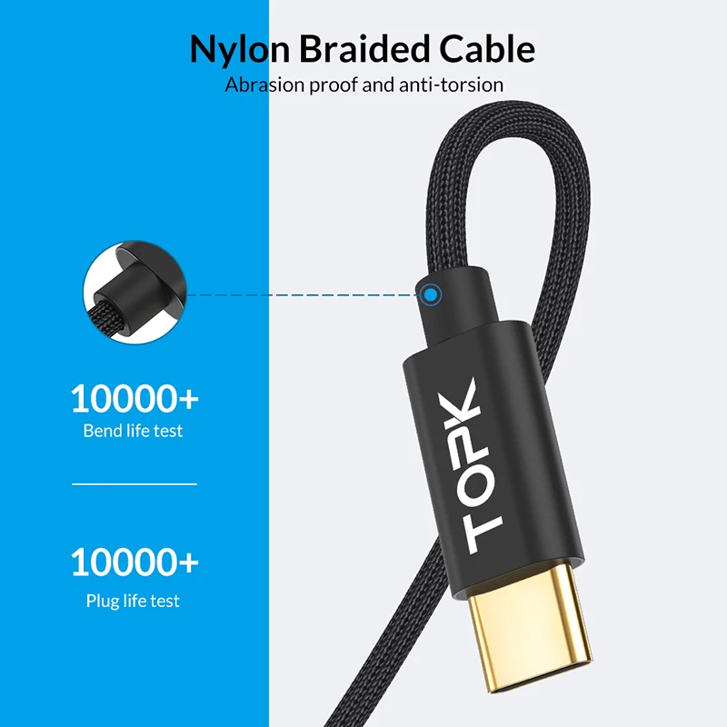 TOPK кабель Переходник USB C на с разъемом типа для Samsung S20 PD 60 Вт MacBook Pro iPad Pro2020 Quick Charge 4