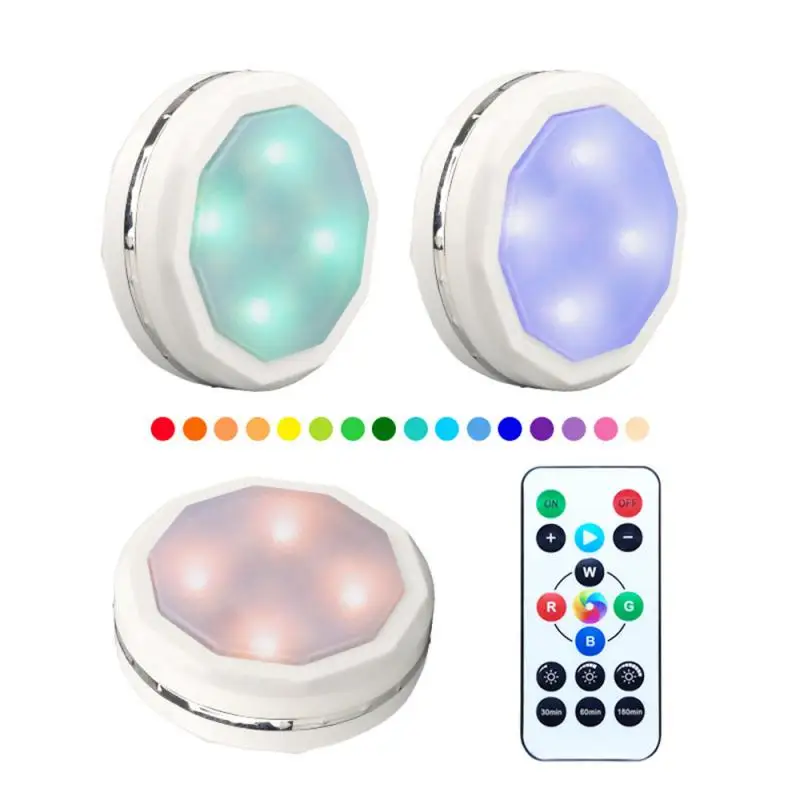 

New ABS Shell 5V LED Cabinet Light RGB Touch Dimmable Night Lamp Wireless Remote Control Home Accessories Smart Product Dropship