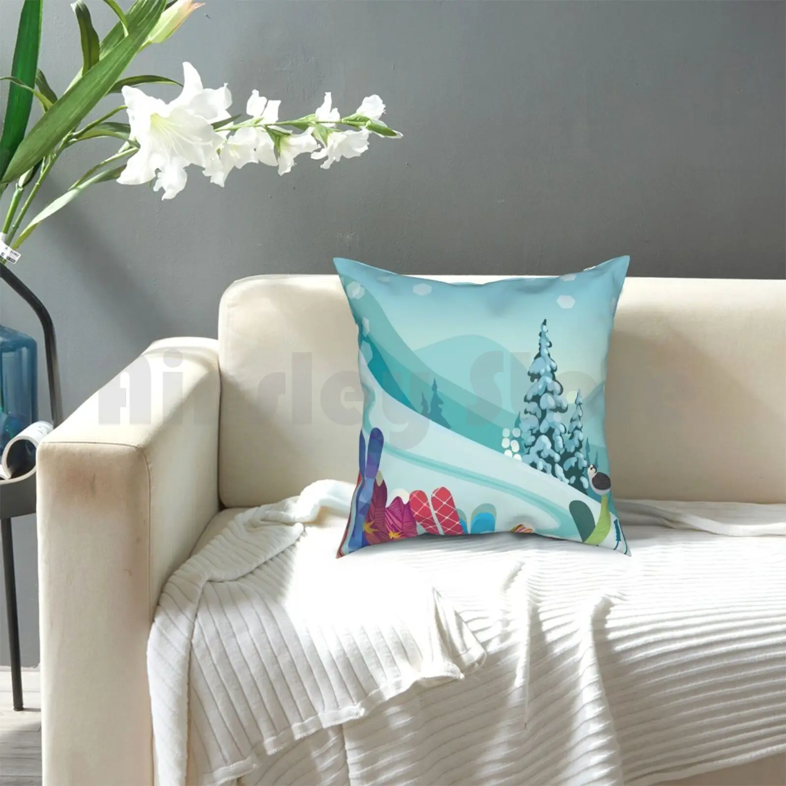 Подушка для Апре-ски с принтом для дома, мягкий чехол для самостоятельного создания, лыжи Апре, глубокий порошковый поворот для мужчин. Идеальное Рождество.