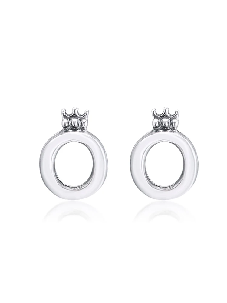 Полированная Корона O серьги гвоздики 925 пробы серебряные ювелирные изделия