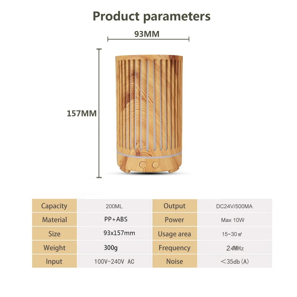 

200ml Aromatherapy Machine Air Humidifier 93*157mm Retro Hollow Aroma Diffuser Essential Oil Ultrasonic Fog Machine Quiet