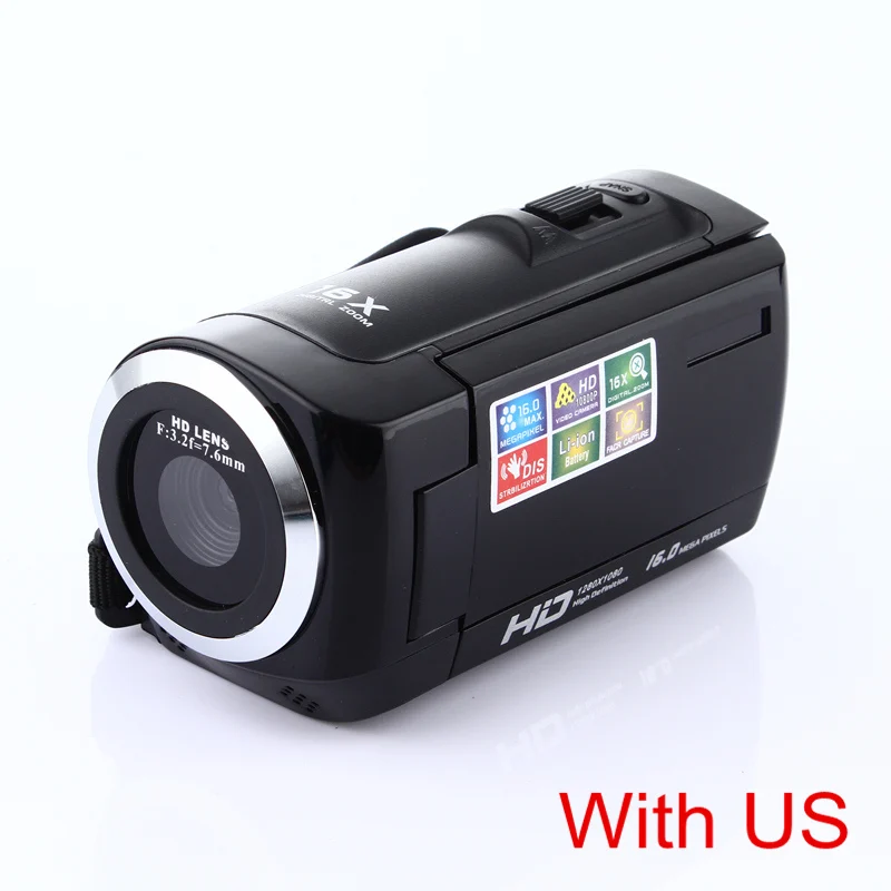 1080P Цифровая камера HDV видеокамера 16MP 16x зум COMS сенсор 270 градусов 2,7 дюймов TFT ЖК-экран - Цвет: Black US