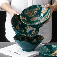 japanese relief pattern tableware commercial bamboo hat ceramic bowl household large ramen rice noodles soup bowl tableware