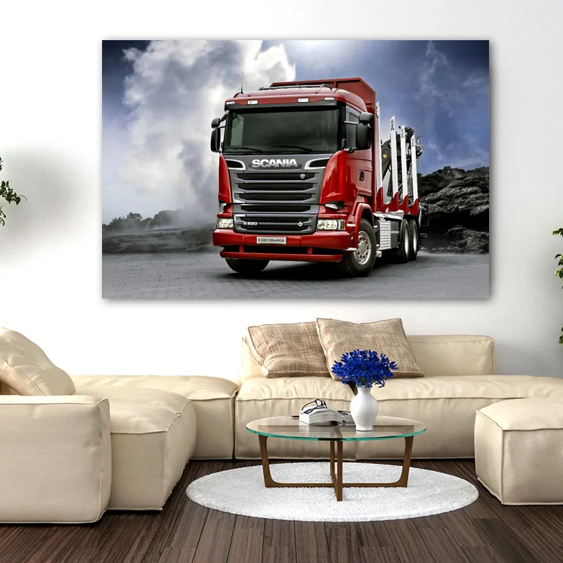 Плакаты и принты большой грузовик красные автомобильные обои холст настенные