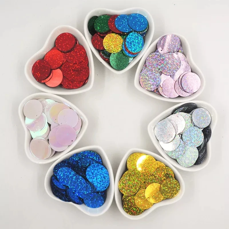 Sequins 30mm 40mm 50mm For Craft Large Round Paillette Lentejuelas With1 Side Hole DIY Manual Sewing Accessories |