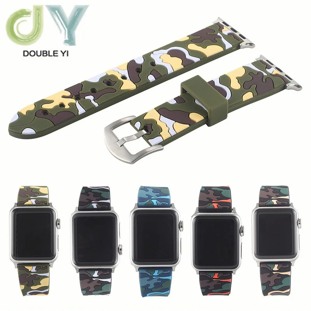 2 шт. силиконовых кейсов камуфляж ремешок для наручных часов Apple Watch версии 40/44/38/42