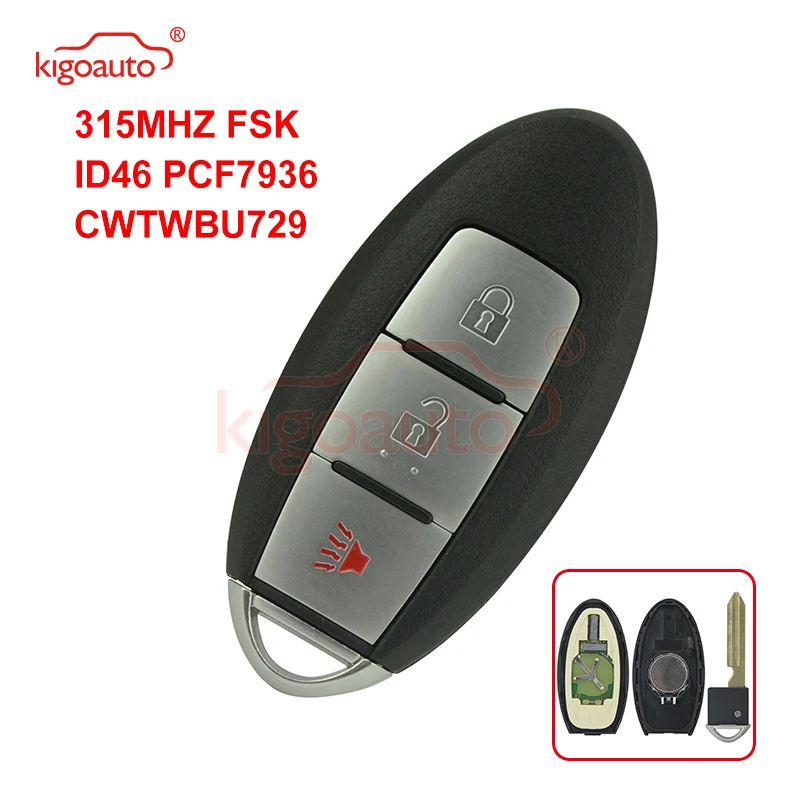 Kigoauto CWTWBU729 умный ключ с 3 кнопками 315 МГц 285E3 AC70D для Nissan Armada Pathfinder Rogue Versa 2009 2010