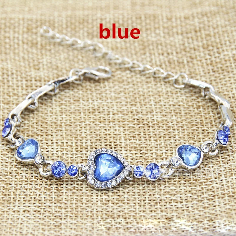 

Milangirl 12 Colors Hot Selling Heart Crystal Zircon Crystal Bracelet For Women Party Wedding jewelry Bangle Accessories